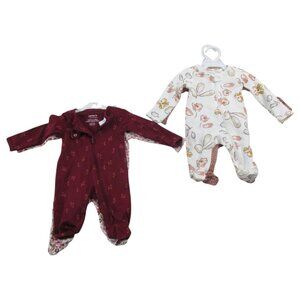 Lot of 4 Carter's Just One You One Piece Baby Girl's Newborn Multi Floral Zip Up